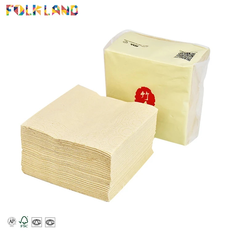 High Grade 2 Ply Virgin Bamboo Pulp Beige Beverage Napkin Paper Napkins