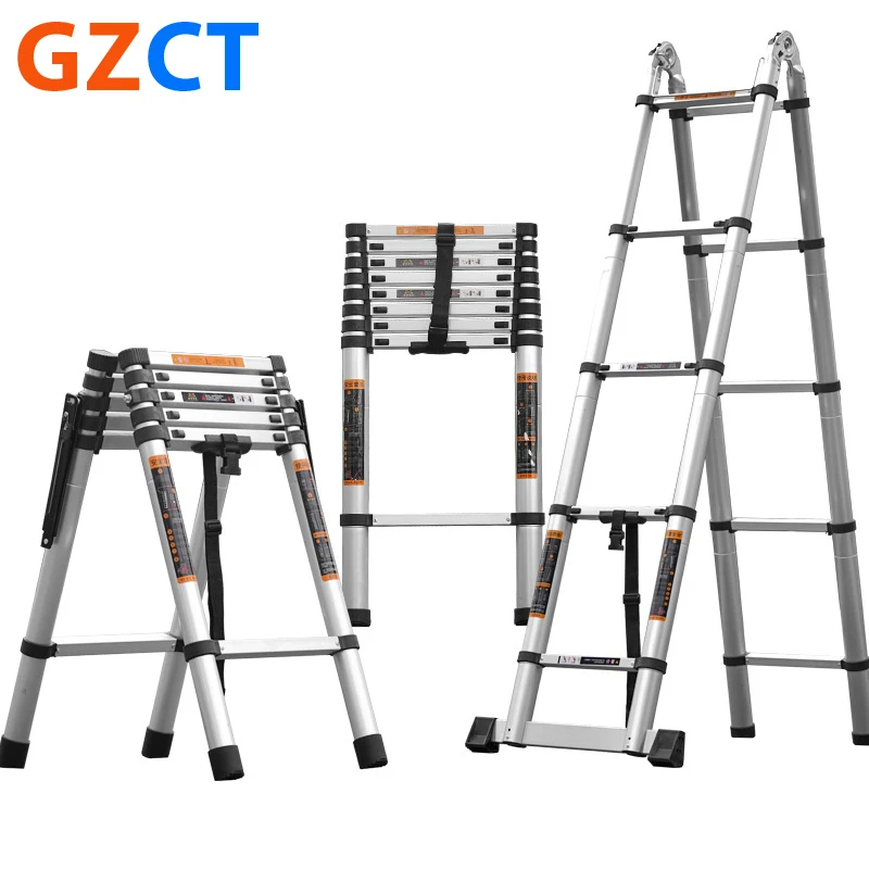 Алюминиевая телескопическая ступенчатая лестница 1,5 м 2,3 м 3,5 м 3,9 м 4,7 м 5,9 м 5,5 м многоцелевая телескопическая лестница