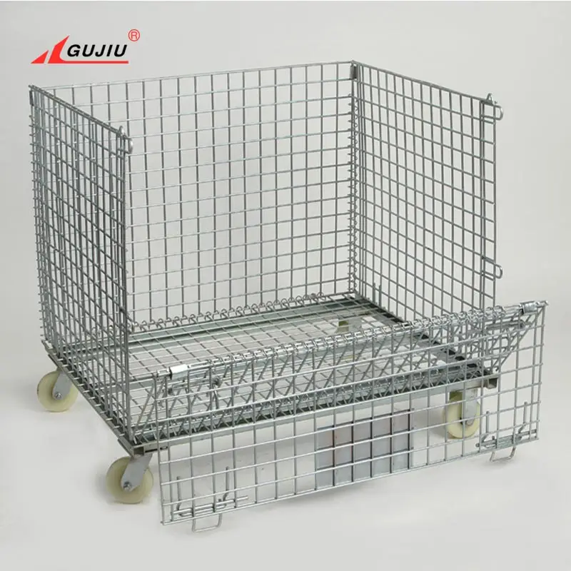 Cheap Custom Mobile Steel Box Crate Stacking Tyre Round Rigid Wire Metal Tire Storage Cage With Casters
