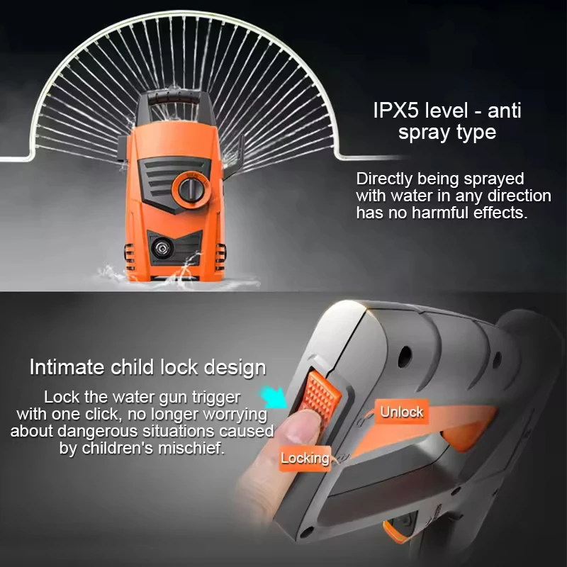 Portable Electric High Pressure Car Washing Machine 1200W Household Self Priming Dual-purpose High Pressure Car Washing Machine