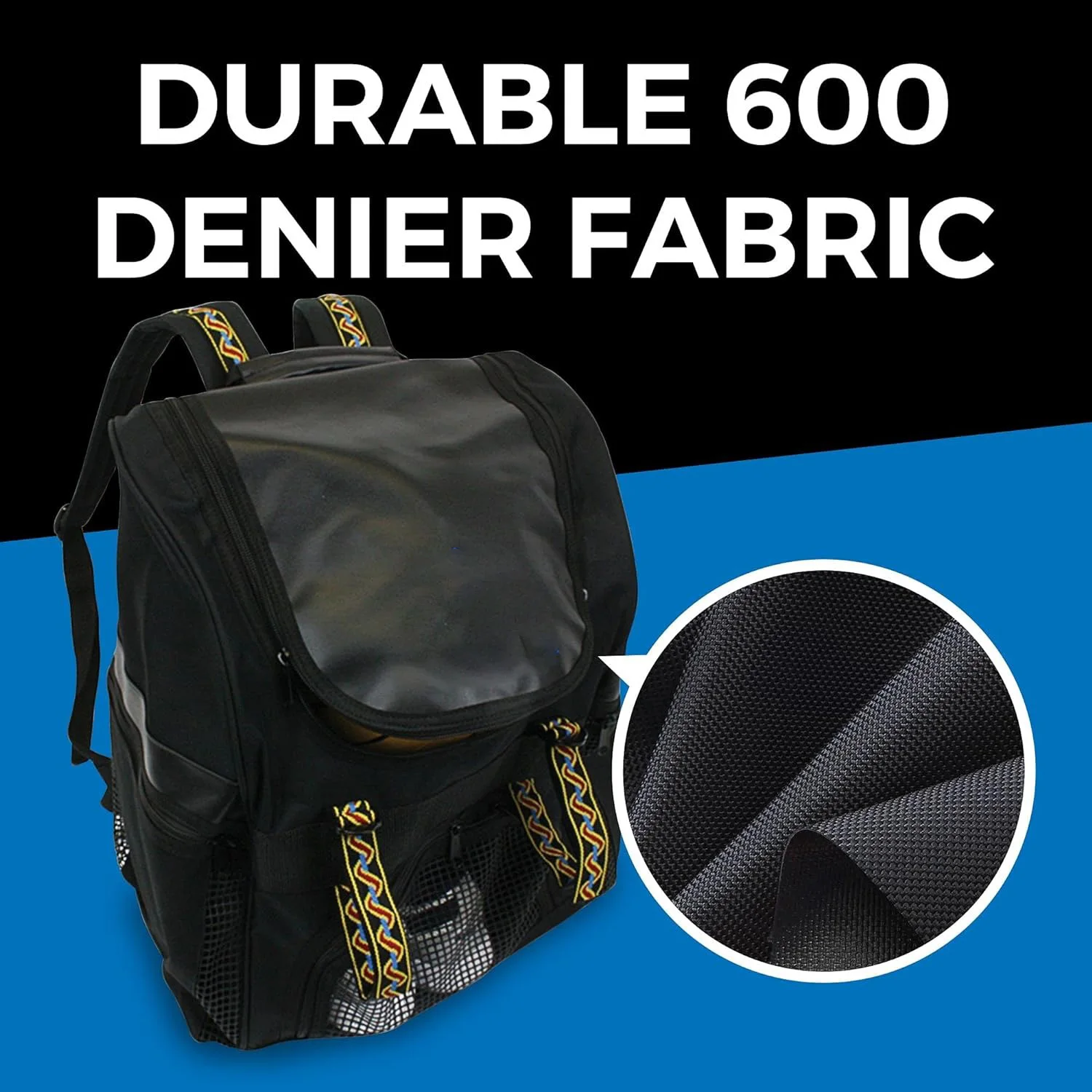 Mesh Beach Bag Backpack with Zipper Bottom Sport Gym Backpack for Swimming Beach Pool and Travel Patent Design Black Backpack