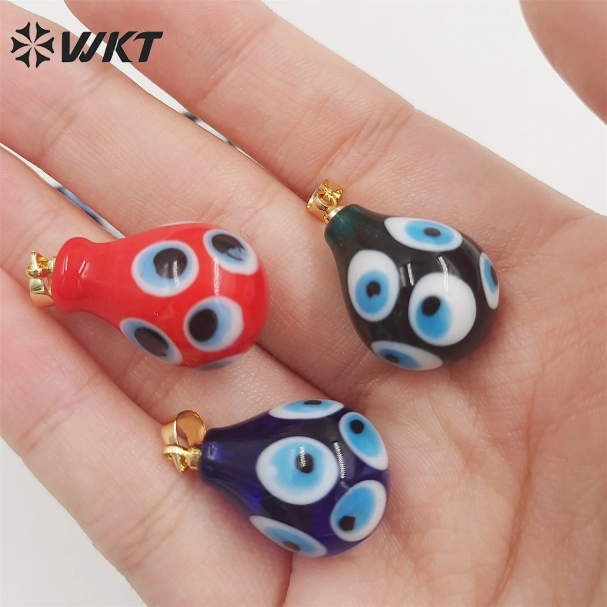 WT-P1887 Wholesale fashion evil eye drop pendant gold jewelry accessory teardrop ceramic Turkey eye pendant for earringm making