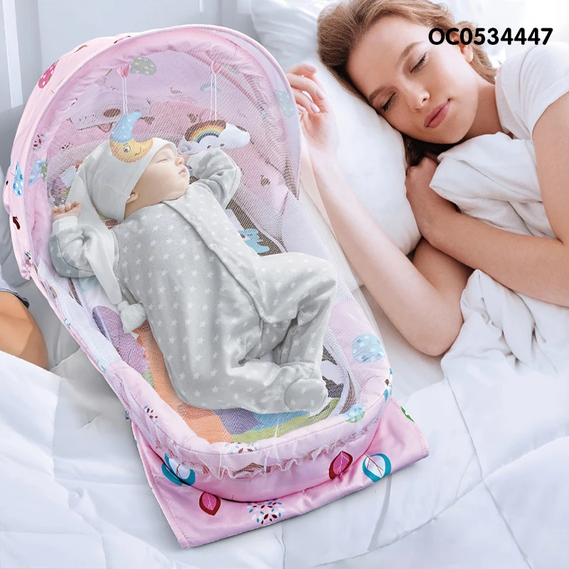 Musical toys keyboard new born portable baby bed with mosquito net