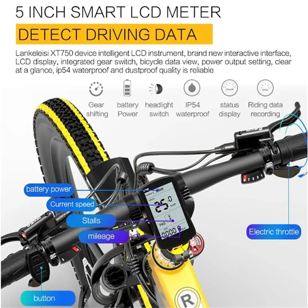 
EU CE certification XT750S 27-speed mountain bike 48V400W 14.5AH lithium battery 26 inch folding electric bicycle 