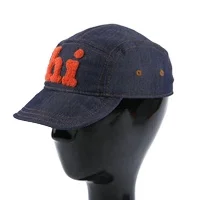 Custom kids denim 5 panel chenille embroidery baseball cap with elastic closure adjustable baby jean hats
