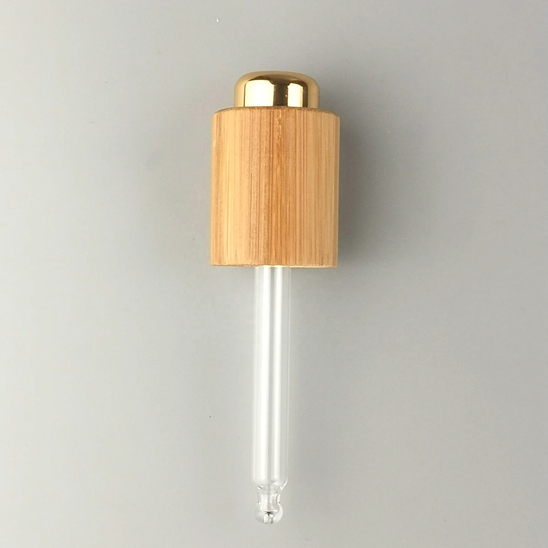 pressure dropper pipette 18 mm bamboo dropper cap gold bottom top with glass pipette for essential oil bottles