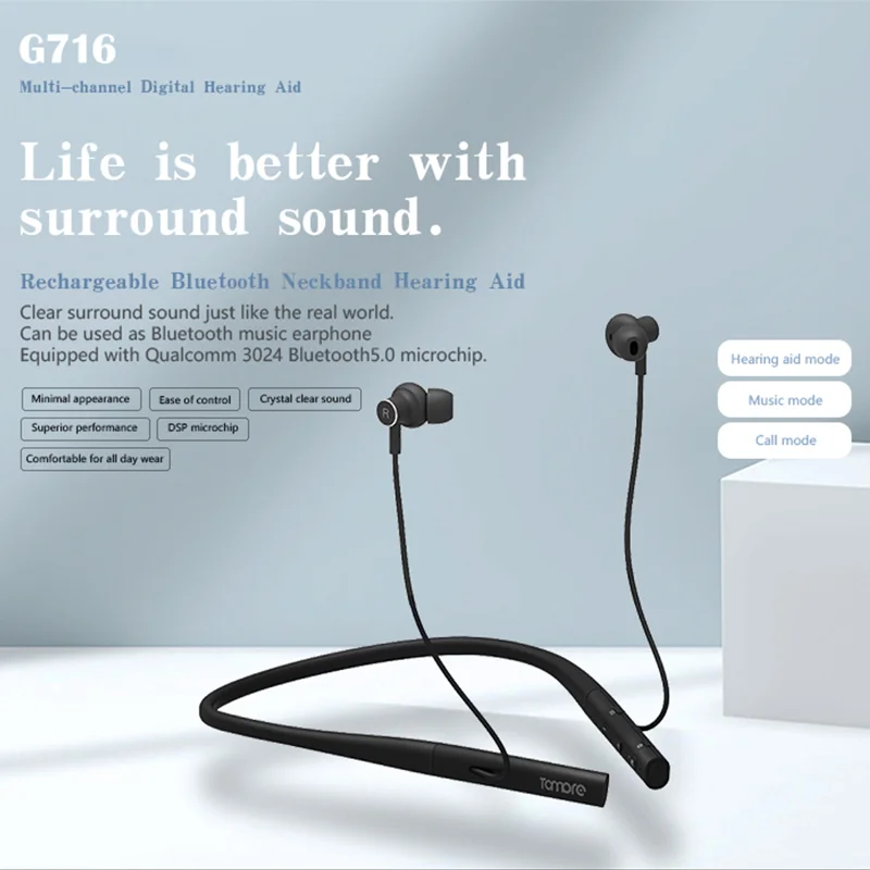 Voraiya Wireless Ear & Hearing Products Hearing Amplifier Neck Rechargeable Digital Hearing Aid
