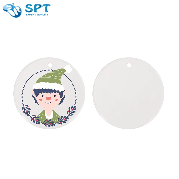 In Stock Low Moq Personalized Felt Christmas Round Flat Ornament For Hanging