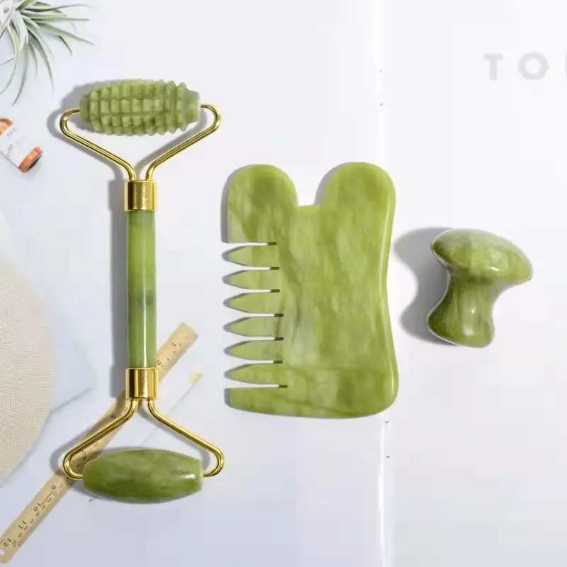 Hot Sales Skin Care Tools Custom 100% natural crystal green jade roller facial for face facial massage