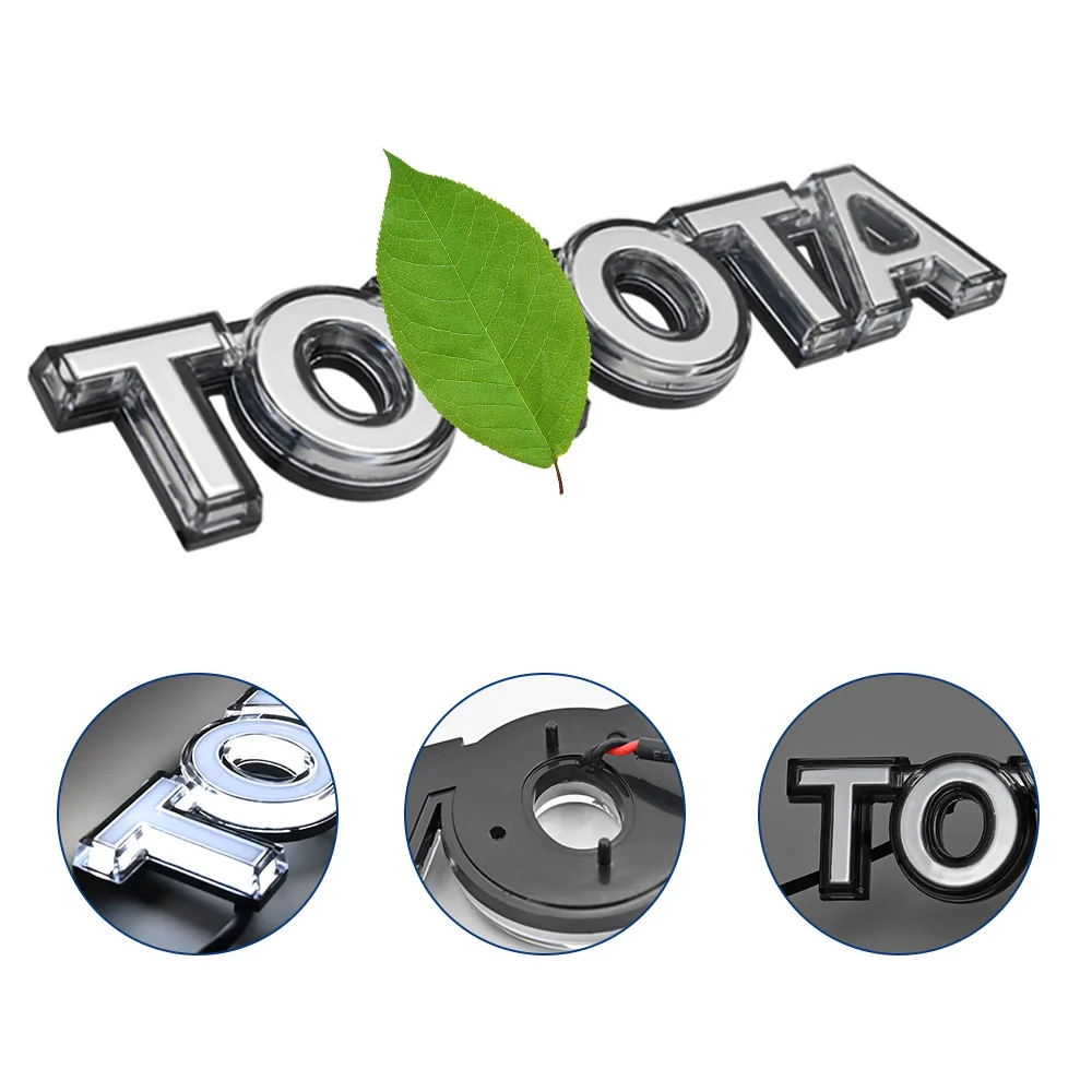 Illuminated ABS flashing LED Car Front Grill Badge Led Logo Light Emblem for  toyota fj150 land cruiser
