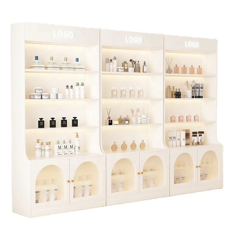 Meicheng Factory Customized High End Entry Luxury Beauty and Nails Store Shelf  Item Storage Cabinet Multiple Layered Stand