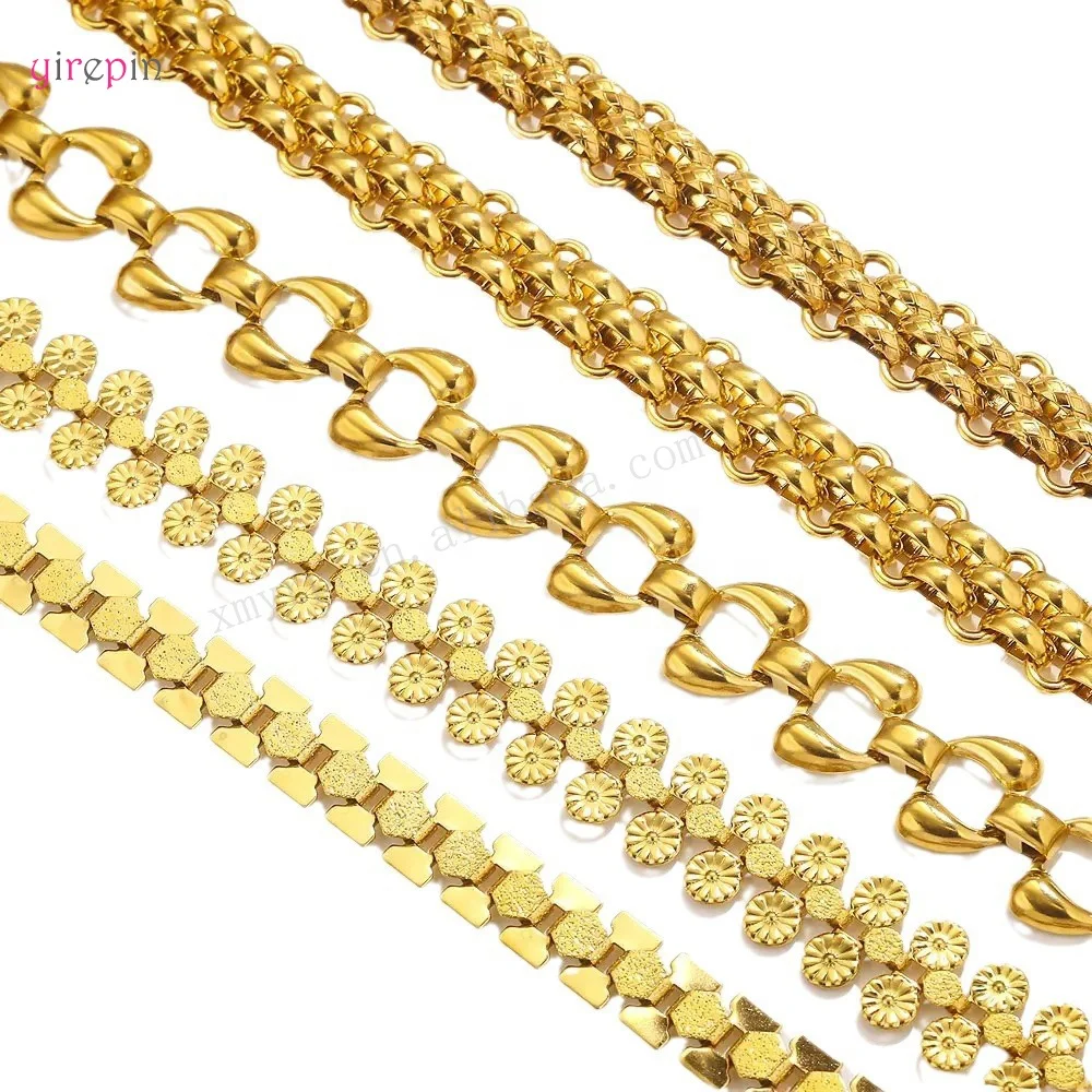 New hip-hop stainless steel DIY chain 18k gold-plated stainless steel chain roller bulk chain for