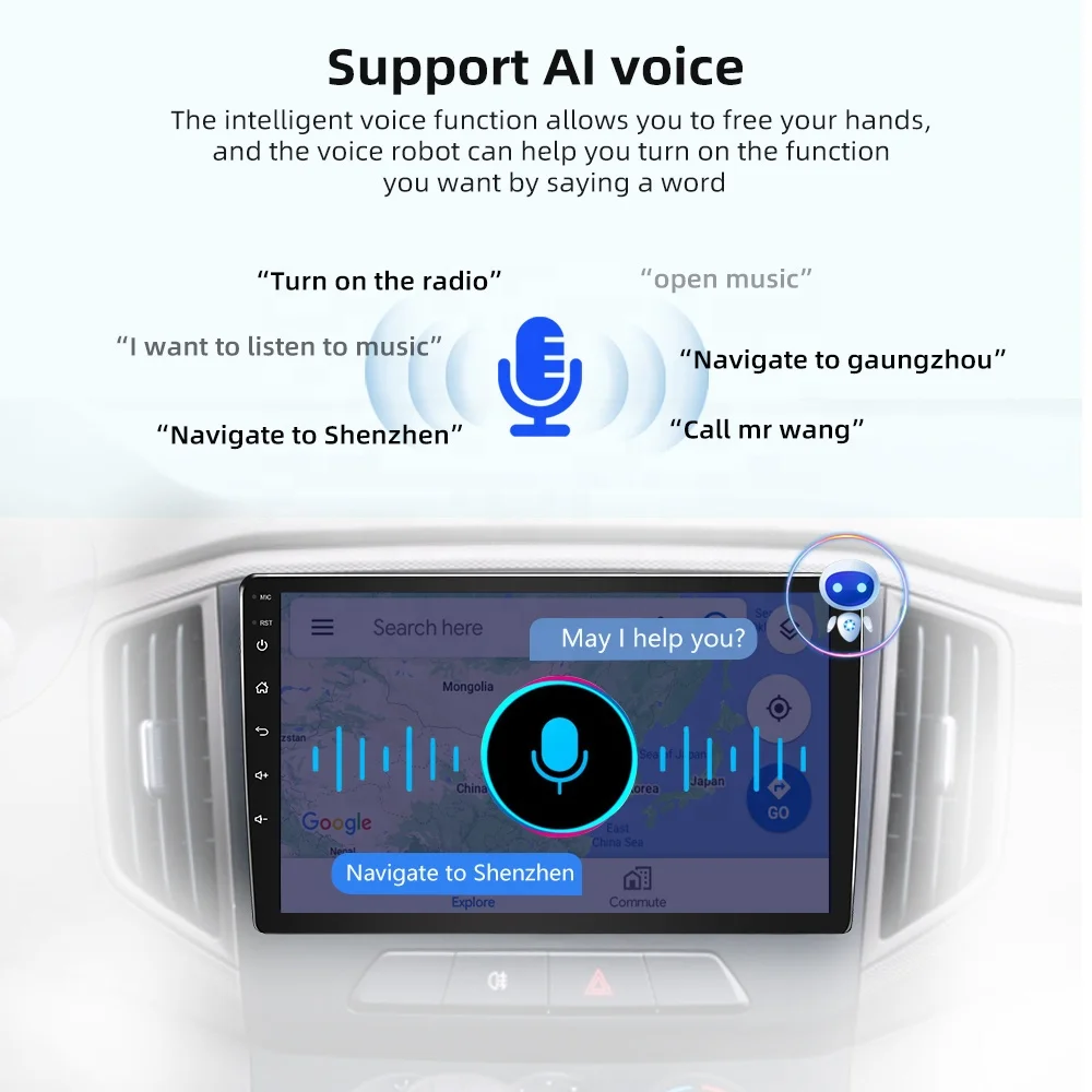Universal car DVD player 9 inch Double DIN car video Android GPS 8- Core 4+64GB 4G Carplay DSP/RDS multimedia