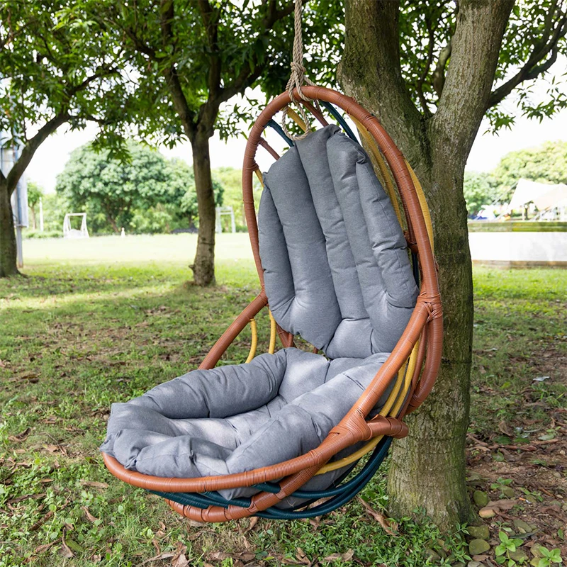 Colorful Waving Rattan Leisure Furniture Patio Swivel Chair Outdoor Hanging Swing Hammock Chair