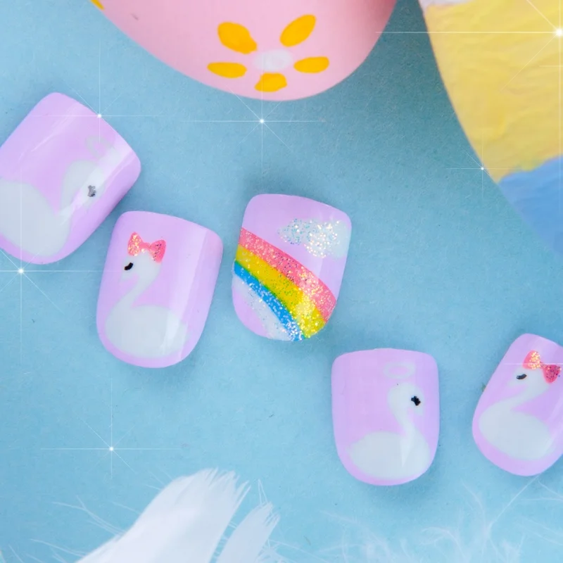 Nail Supplier Wholesale Price Kids Children Cute Designed Tips Safe Material Press on Nail Faux Ongles