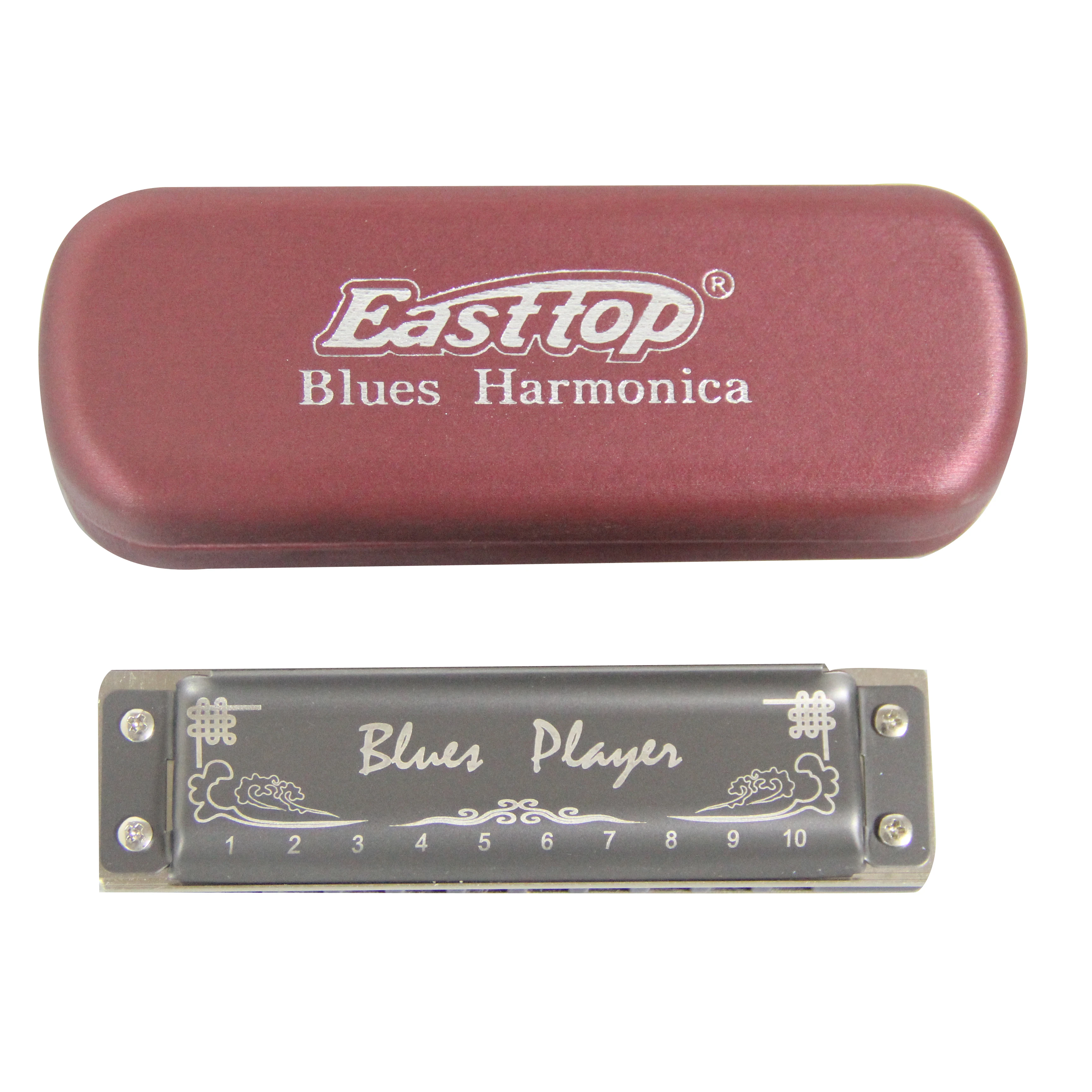 
EASTTOP PR020AL 10 hole blues harp aluminum comb professional harmonica 