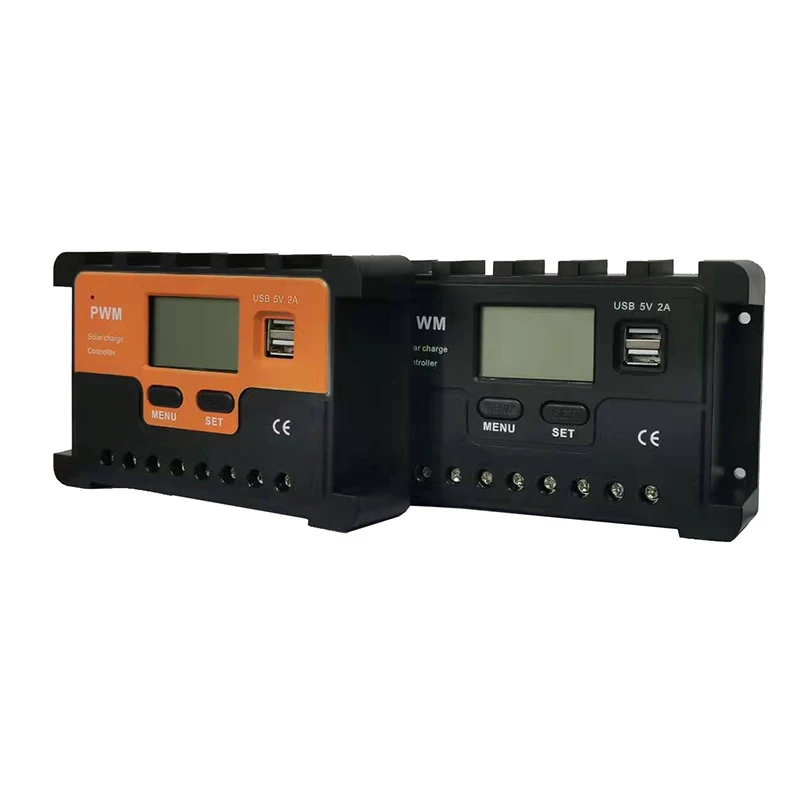  PWM регулятором солнечного заряда контроллер 12V 24V 48V Авто 10A 20A 30A 40A 50A 60A 80A портативное зарядное устройство от солнечной энергии с пульт дистанционного управления ЖК-дисплей двойной USB кабель для