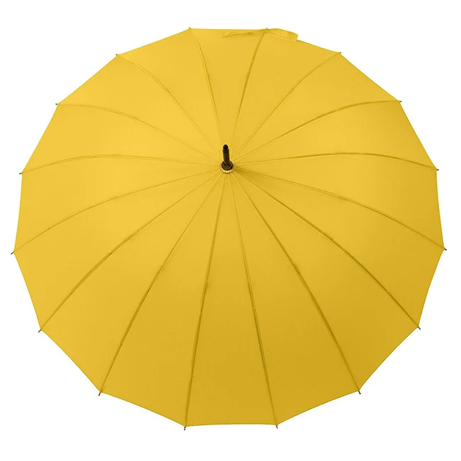 Yubo Auto open 27 inch 16 ribs promotion yellow umbrella strong windproof frame custom logo straight umbrella