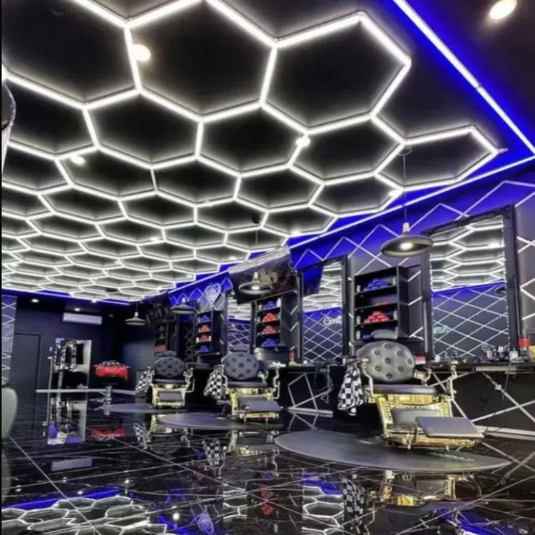 2400*4800MM Hexagon Detailing Workshop Ceiling Led Lights For Car Shop And Garage honeycomb lights hexagonal led light