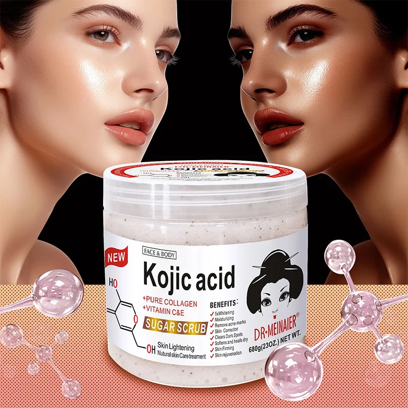 Oem Manufacturer Face Foaming Organic Vegan Sugar Sea Salt Wholesale Kojic Acid Facial Scrub Private Label Whitening Body Scrub