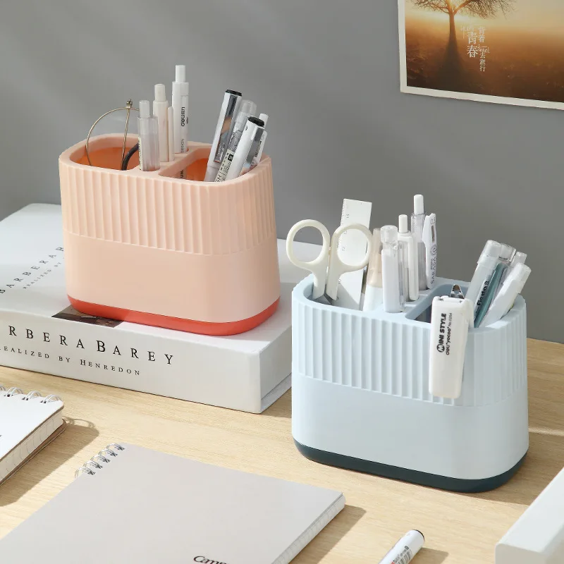 New Fashion School Office Stationery Desk Gift Promotional Multipurpose Colored Plastic Pen Holder For Desk