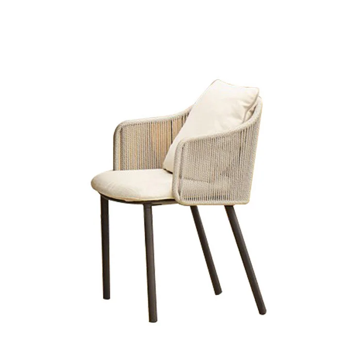 Luxury Teak Garden Furniture Set Patio Cafe Restaurant Round Table And Chair Rope Outdoor Dining Set