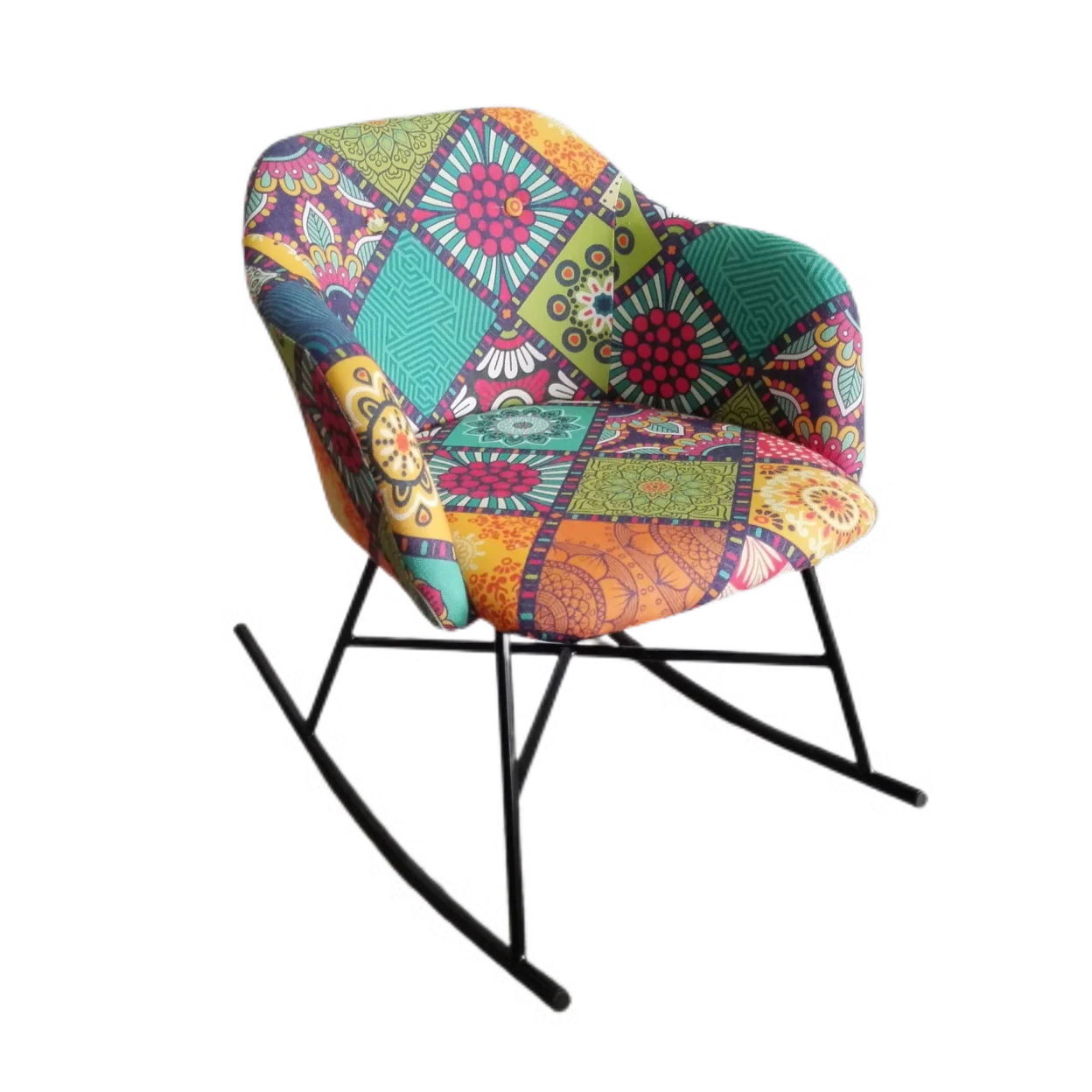 Современное кресло-качалка в стиле пэчворк, расслабляющее удобное кресло, Лоскутное кресло с откидывающейся спинкой и акцентом