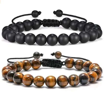 Bracelets 8mm Tiger Eye Matte Agate Natural Stone Lava Rock Bracelets for Men Teen Boys Gifts Anniversary Fathers Day Birthday