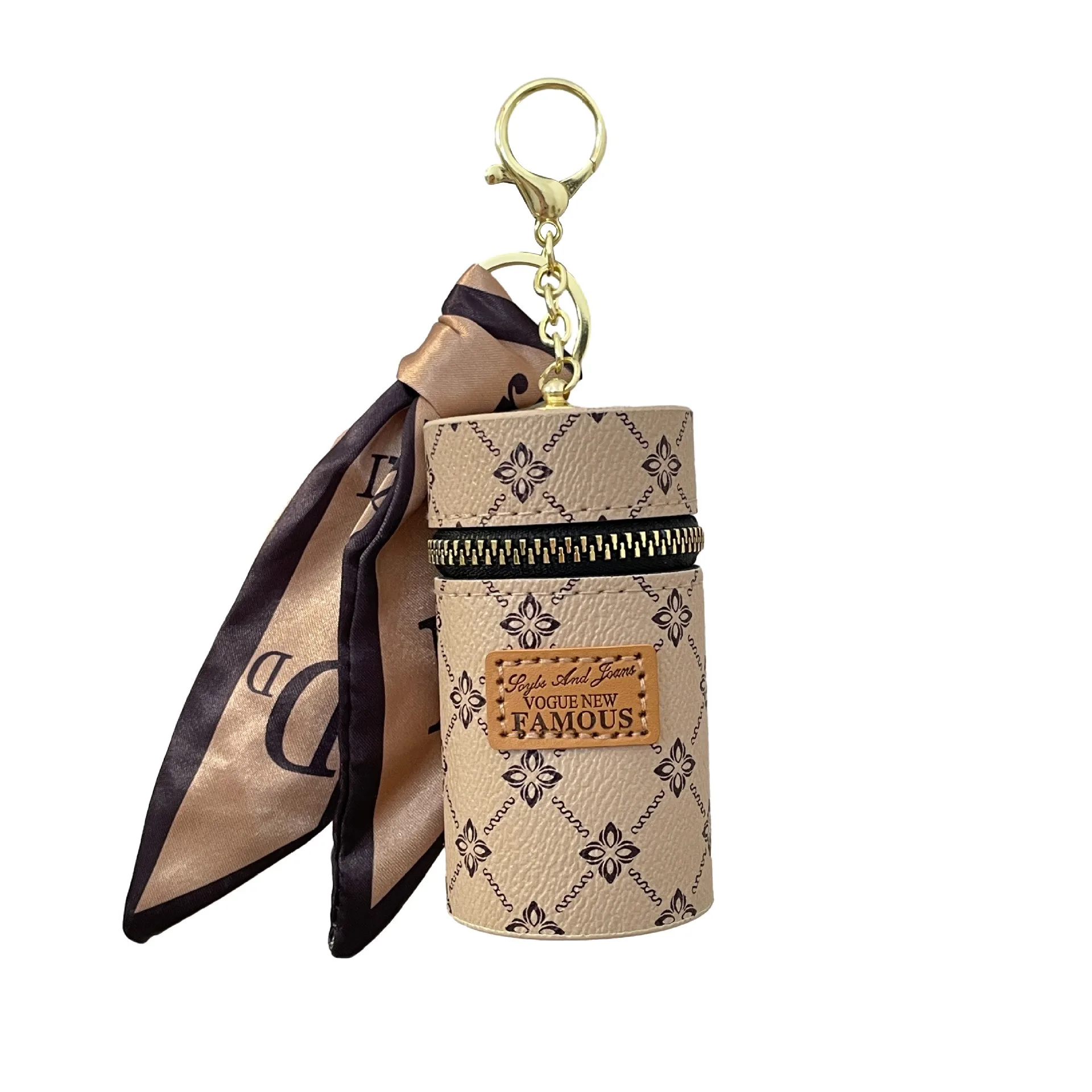 Fashion Bucket Wallet key ring Retro Printed Mini Lipstick Key Storage Bag Car Keychain popular jewelry wholesale