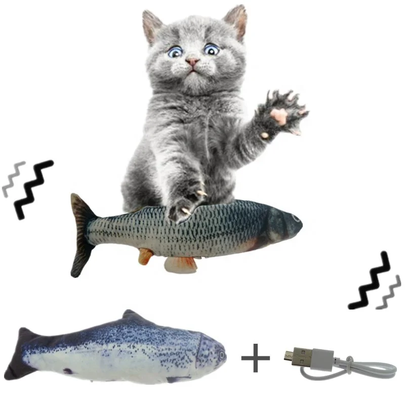 30CM Pet Cat Toy Electric USB Charging Simulation Dancing Moving Floppy Fish Cats Toy For Pet Toys Interactive Dog Dropshipping