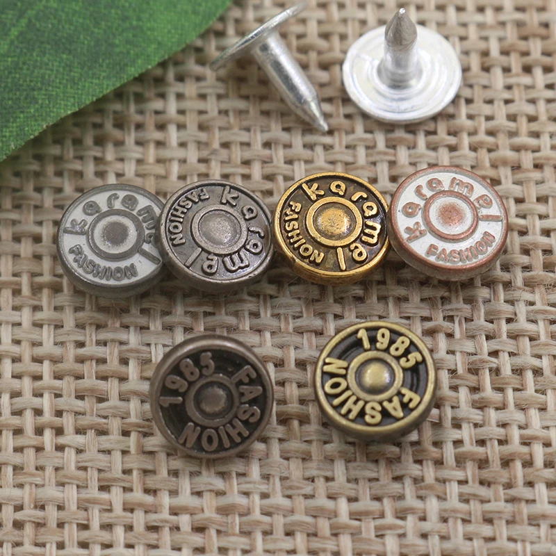 Factory wholesale custom logo 8mm alloy metal button denim rivet for jeans
