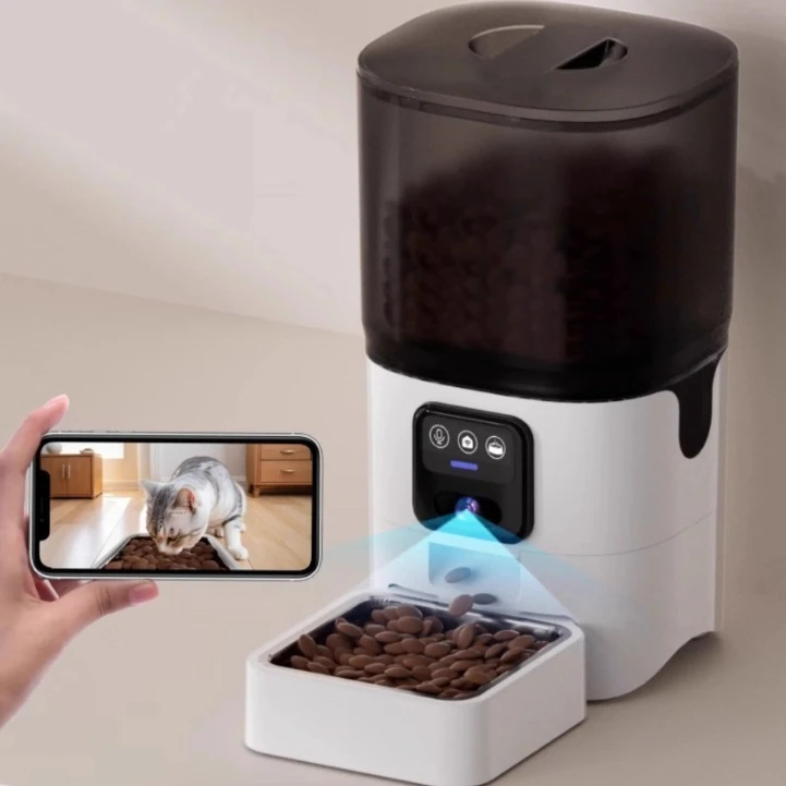 Новейшие модели Умная автоматическая кормушка для домашних животных wifi мобильный телефон пульт дистанционного управления