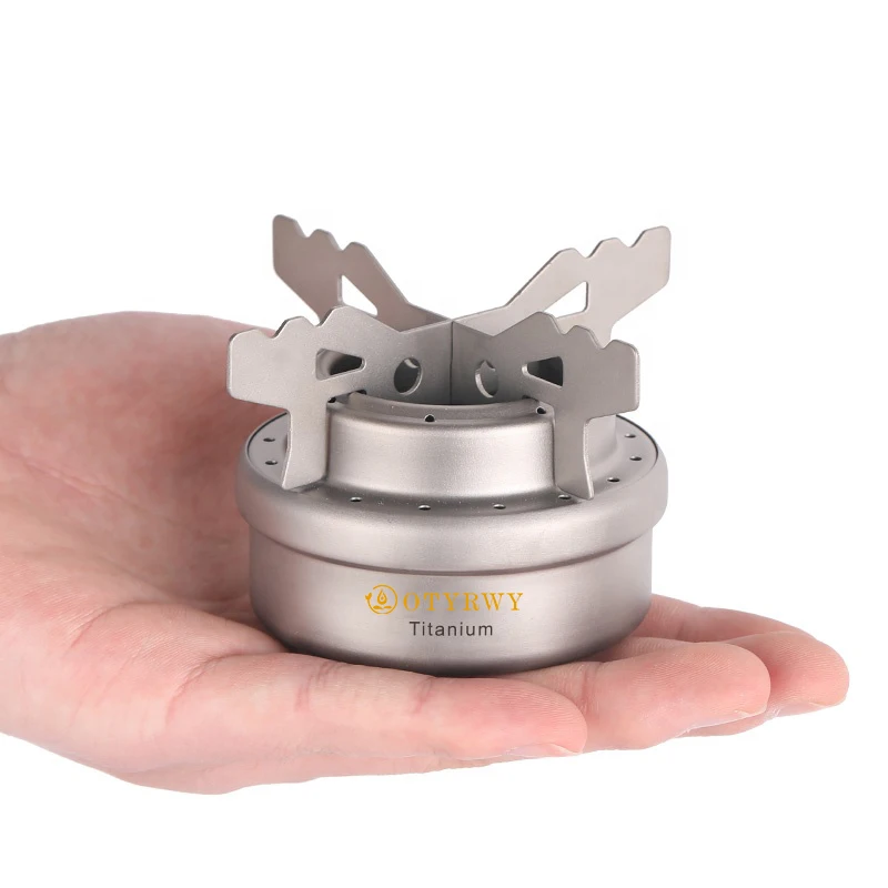 Outdoor Portable Ultralight Mini Alcohol Stove Titanium Stove with Rack