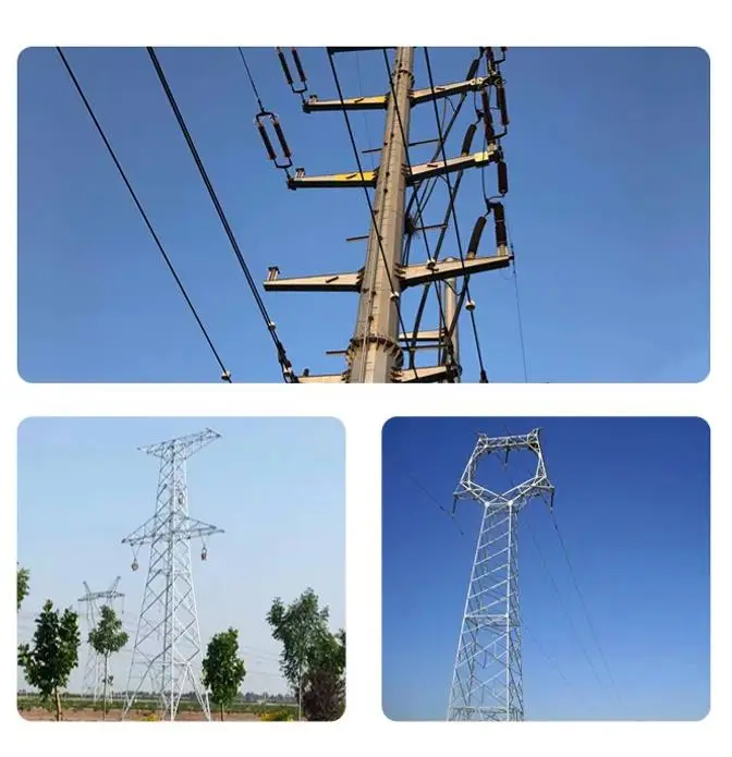 Стальная башня линии электропередачи 132kv оцинкованная стальная электрическая опорная передающая