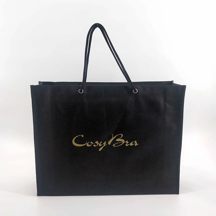 Customized black non woven cloth bag non woven bag for shopping printed your own logo