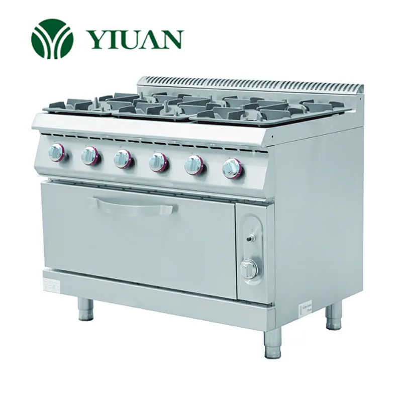 freestanding industrial kitchen restaurant hotel commercial 6 burner gas range cooking stove with oven