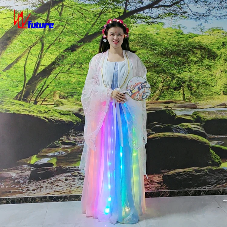 Traditional Chinese LED Hanfu Ancient Clothing Changing Color LED Fairy Costume Boys Dance Stage Performance Ballroom Robot Sets