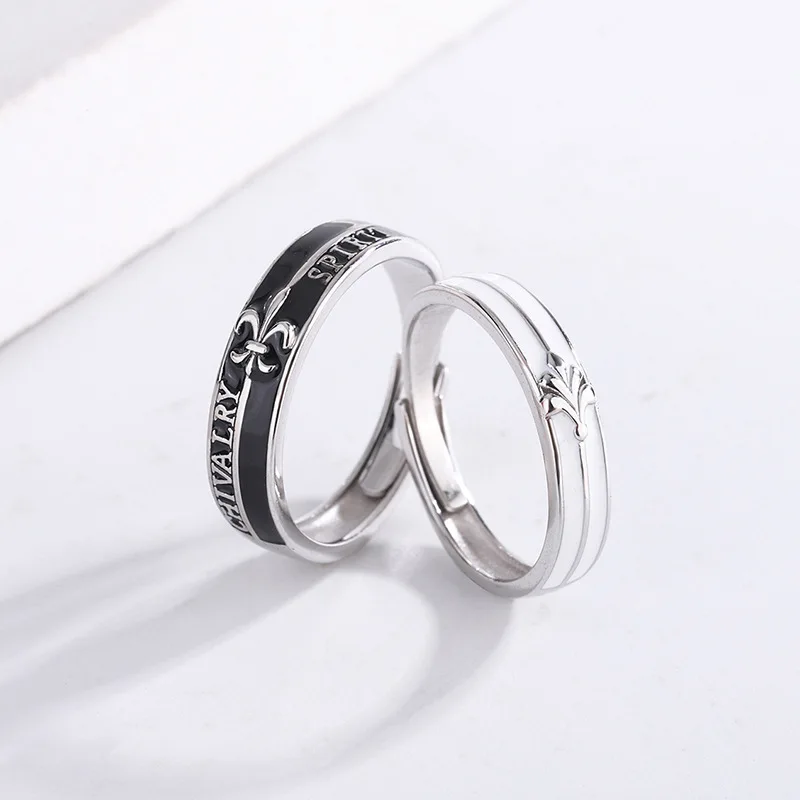 Princess and knight rings couple style s925 sterling silver rings men and women jewelry adjustable rings