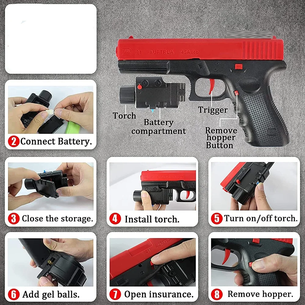Splatter Ball Gel Blaster JM-X2 Glock Pistos Gun Automatic Manual Model Airsoft Weapon With Water Beads and Goggles