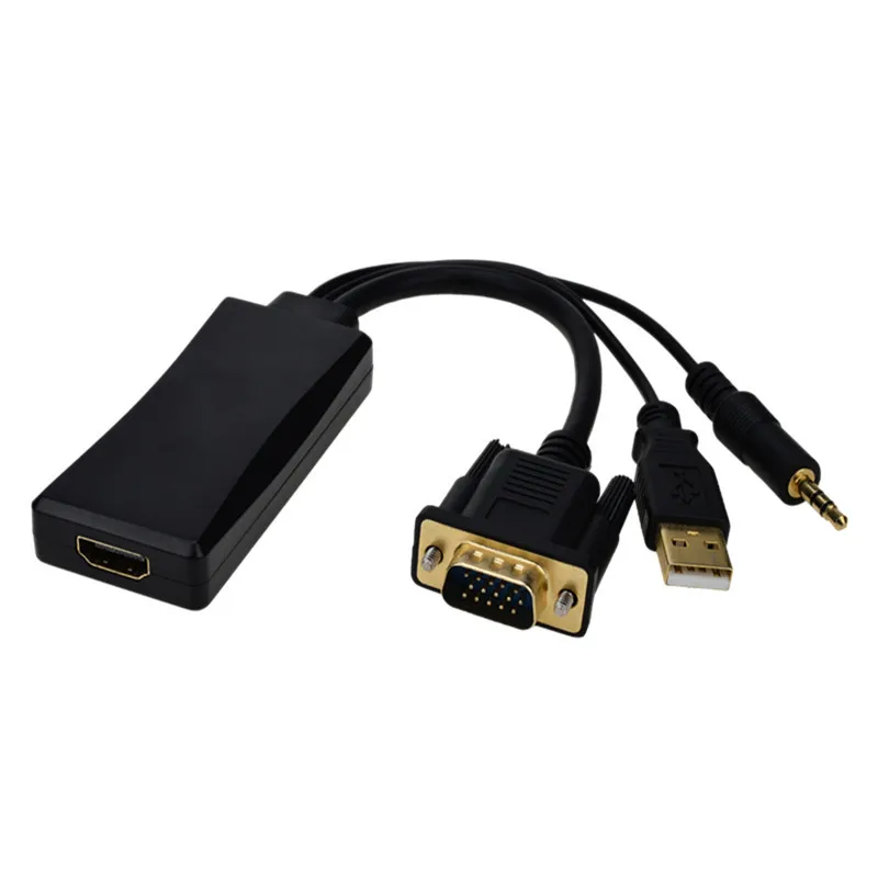2021 1080P VGA HDMI конвертер питание через порт USB аудио 3,5 мм VGA в HDMI кабель