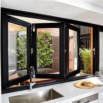 Aluminium tempered glass bifolding windows horizontal aluminium balcony bifold window