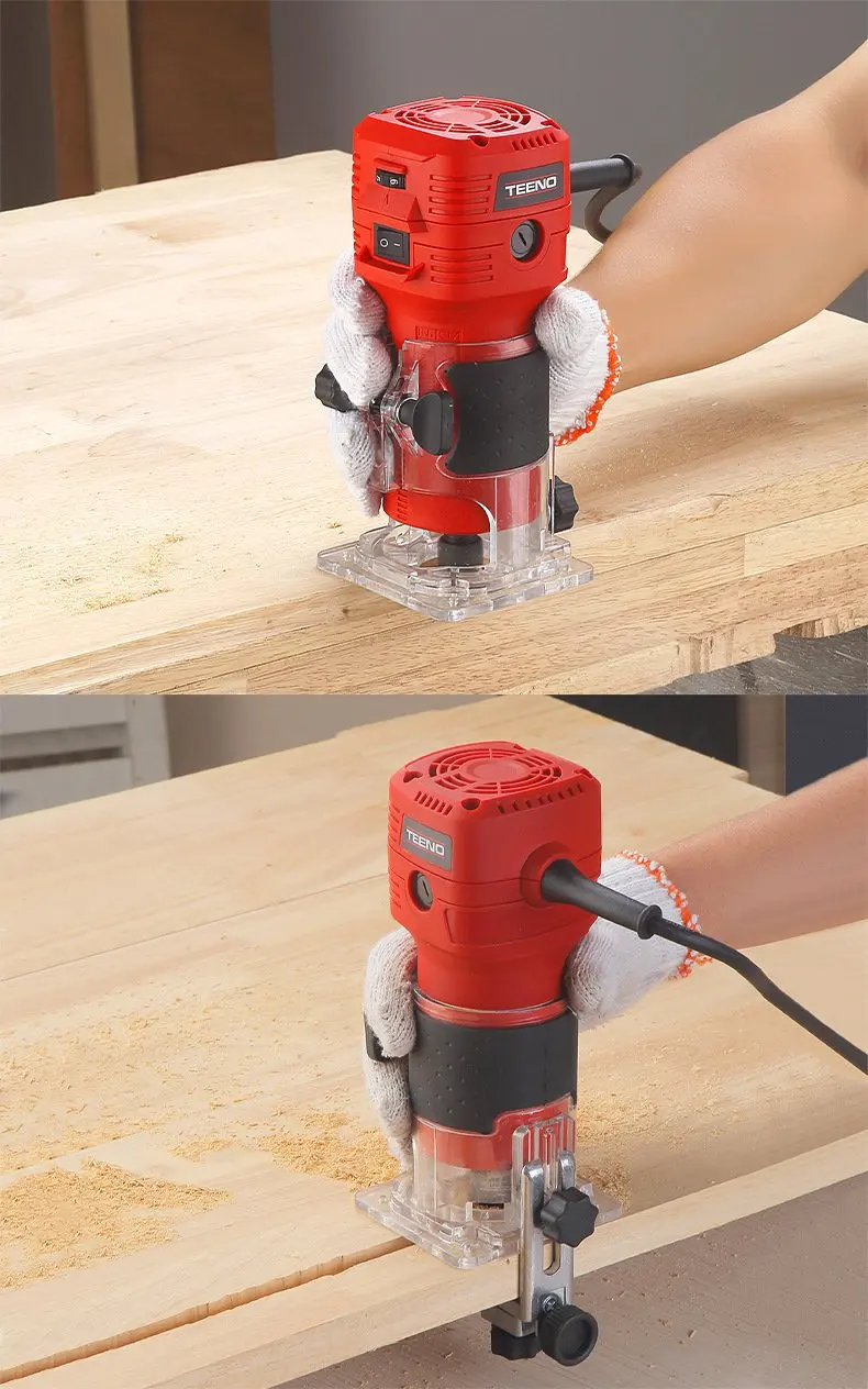 Heavy-duty chamfering electric woodworking slotting machine with speed-adjustable wood milling complete tool set