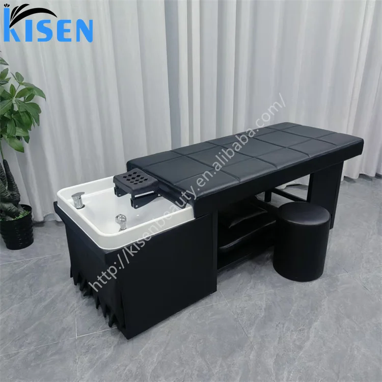 Kisen latest multi-head shower hair washing sink shampoo basin for water circulation with pipes connection