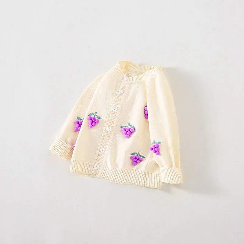 Lovely Sweet Baby Clothes Sweater girls clothes Cotton Spring Autumn Girl Sweater Girl cardigan Unisex with Fruit Pattern