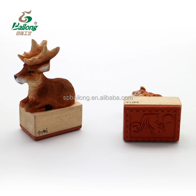 Verified supplier kids gift handcrafted carved animal top custom wood stamp