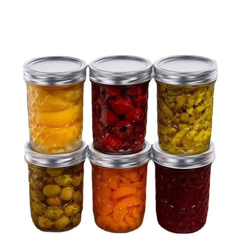 Mason Jar 16 oz 6-Pack Airtight Container for Pickling Canning Quilted Wide Mouth Glass Jars with Lid & Seal Bands