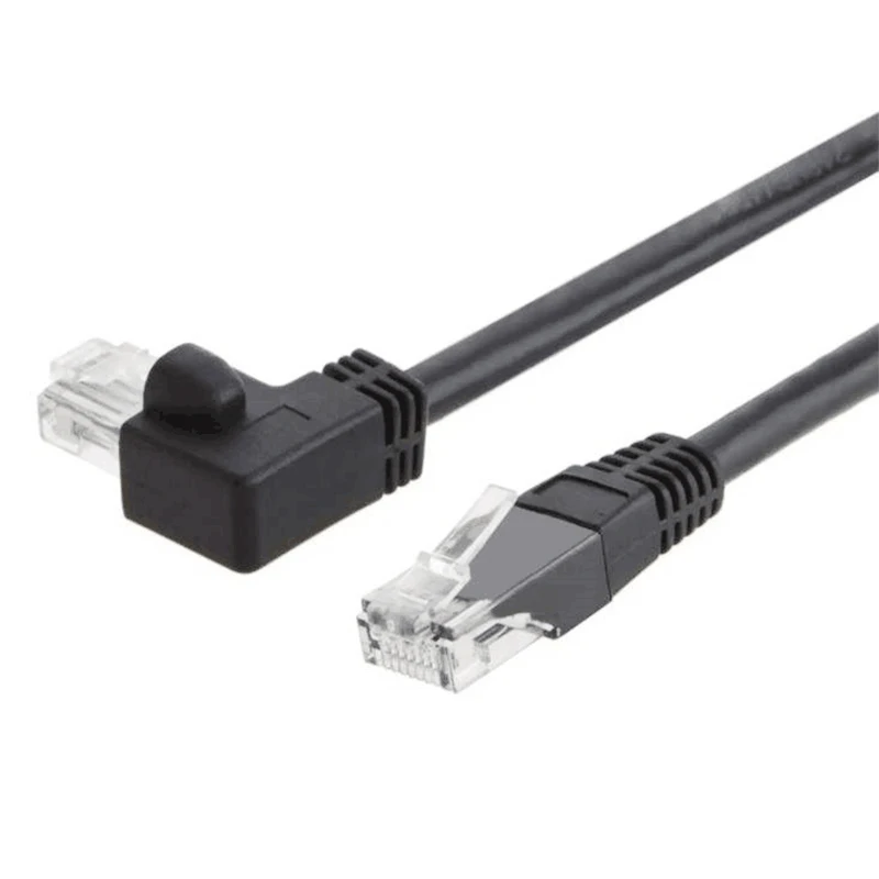 Под заказ прямоугольный сетевой патч-корд 90 градусов 26AWG Cat5 Cat5e Cat6 Cat7 Cat8 Rj45 кабель Lan