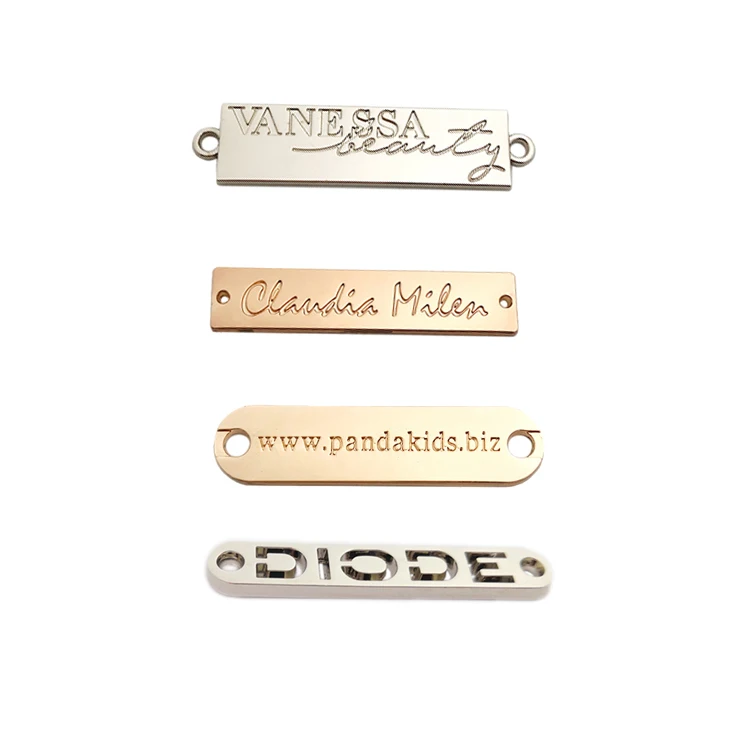 Washable engraved brand logo Custom metal name label tags for clothes