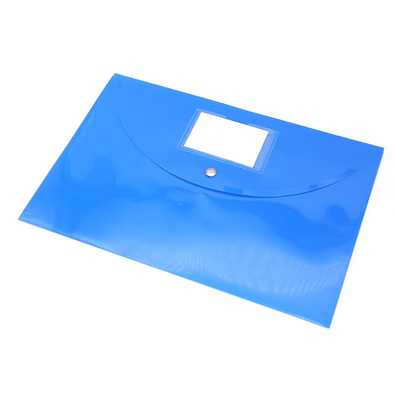 Custom Filing Products A4 Plastic Wallets Clear Document Bag Folder with Metal Snap Button Plastic File Folder