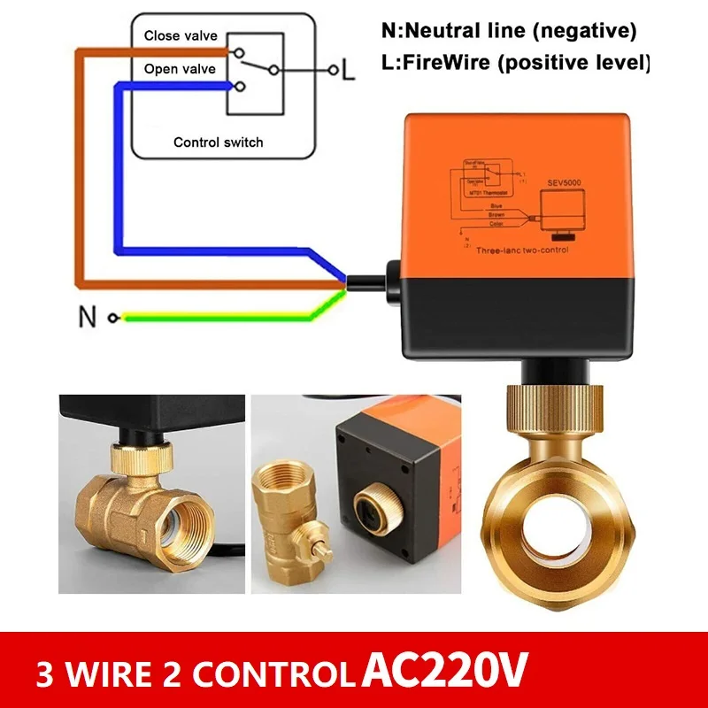 two-way three 3 way brass motorized electric drive ball valve 24